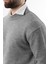 Gri Bisiklet Yaka Overfit Erkek Triko Kazak E7402 7