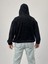 Kadife Dokulu Siyah Oversize Kapüşonlu Erkek Sweatshirt COC1038 4