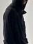Kadife Dokulu Siyah Oversize Kapüşonlu Erkek Sweatshirt COC1038 5