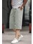 Çağla Yeşili Erkek Keten Kapri Şort 6538 2