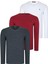 Üçlü Set T8587 Dewberry V Yaka Erkek Sweatshırt-Beyaz-Antrasit-Bordo 1