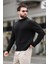 Siyah Bisiklet Yaka Overfit Erkek Triko Kazak E7402 1