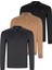 Üçlü Set V4007 Dewberry Erkek Sweatshırt-Siyah-Lacivert-Camel 1