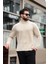 Bej Bisiklet Yaka Overfit Erkek Triko Kazak E7402 7