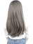Fiber Sentetik Uzun Düz Peruk - Koyu Gri 4
