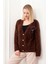 Flora Rose Gül Detaylı Sakal Yün Hırka 25301 1