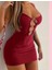 Bordo Göğüs Dekolteli Kalp Detaylı Mini Club Elbisesi 2