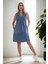 E1342 Dewberry Womens Washed Cotton Blue Denim Dress-Mavi 1