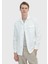 Beyaz Düz Casual Fit Pamuk Karışımlı Ceket 1