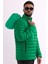 Erkek Rüzgar Geçirmez Taşınabilir Çantalı Sıcak Tutan Elyaf Dolgulu Hafif Şişme Yeşil Mont 1