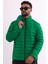 Erkek Rüzgar Geçirmez Taşınabilir Çantalı Sıcak Tutan Elyaf Dolgulu Hafif Şişme Yeşil Mont 5