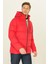 Erkek Kırmızı Elyaflı Kapüşonlu Rüzgar Geçirmez Şişme Kışlık Mont 4
