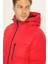 Erkek Kırmızı Elyaflı Kapüşonlu Rüzgar Geçirmez Şişme Kışlık Mont 6