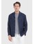 Lacivert Düz Slim Fit Pamuk Karışımlı Ceket 1