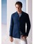 Lacivert Düz Slim Fit Pamuk Karışımlı Ceket 4