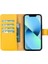 Apple iPhone 13 Pro Uyumlu Deri Cüzdanlı Kılıf Limon Sarı 4