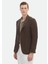 Kahverengi Desenli Shirt Shoulder Slim Fit %100 Keten Ceket 4