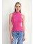 Dik Yaka Örgü Desen Sıfır Kol Triko Bluz 2