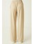 Modal Kumaş Bol Paça Pantolon - Geniş Paça Eşofman Altı Bej 2