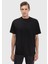 Siyah Düz Bisiklet Yaka %100 Pamuk T-Shirt 1