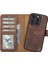 Apple iPhone 14 Pro Uyumlu Deri Cüzdanlı Kılıf Mwwn G2 Kahve 5