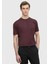 Bordo Düz Bisiklet Yaka %100 Pamuk T-Shirt 3