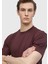 Bordo Düz Bisiklet Yaka %100 Pamuk T-Shirt 4