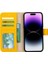Apple iPhone 15 Plus Uyumlu Deri Cüzdanlı Kılıf Mwwn FL12 Sarı 2