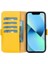 Apple iPhone 13 Uyumlu Deri Cüzdanlı Kılıf Limon Sarı 1