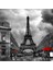 Siyah Beyaz Paris Eyfel Kulesi Desenli Silinebilir Kumaş Duvar Kağıdı - En x Boy 2