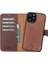 Apple iPhone 12 Pro Max Uyumlu Deri Cüzdanlı Kılıf Antik Kahve 5