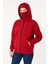 Samuray Ninja Çift Kapşonlu Zıp Fermuarlı Kanguru Çepli Hoodie Maske Detaylı Swetshirt - Kırmızı 1
