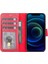 Apple iPhone 13 Mini Uyumlu Deri Cüzdanlı Kılıf V4EF Kırmızı 2