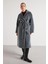 Pelüş Astarlı Uzun Kemer Detaylı Kaban Siyah 5