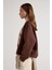 Nakışlı 3 Iplik Şardonlu Sweatshirt Kahve 5