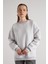 Kadın Gri Melanj Basic Yırtmaçlı Oversize 3 Iplik Şardonlu Sweatshirts 30078 5