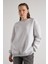 Kadın Gri Melanj Basic Yırtmaçlı Oversize 3 Iplik Şardonlu Sweatshirts 30078 6