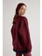 Nakışlı 3 Iplik Şardonlu Sweatshirt Bordo 3