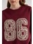 Nakışlı 3 Iplik Şardonlu Sweatshirt Bordo 7