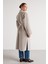 Pelüş Astarlı Uzun Kemer Detaylı Kaban Gri 5