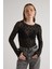Bisiklet Yaka Dantelli Bluz Siyah 1