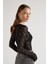 Bisiklet Yaka Dantelli Bluz Siyah 6