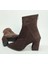 Kadın Hakiki Deri Kahve Süet Topuklu Bot 1