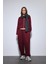 Bordo Volümlü Ceket ve Paça Lastikli Eşofman Takım 1