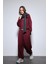 Bordo Volümlü Ceket ve Paça Lastikli Eşofman Takım 2