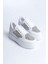 Mıpa Bağcıklı Ortopedik Taban Simli Kadın Sneaker Spor Ayakkabı Cbt - Beyaz 4