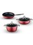 Daily Titanium 5 Parça Set Çelik Sap Metalik Kırmızı (22CM Derin Tencere + 26CM Sığ Tencere&tava) 1