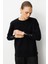 Kol Düğmeli Siyah Yuvarlak Yaka Ince Triko Kazak 3