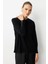 Kol Düğmeli Siyah Yuvarlak Yaka Ince Triko Kazak 4