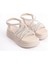 Elena Lastikli Taşlı Şeritli Ortopedik Taban Kadın Sandalet Ckt - Krem 4